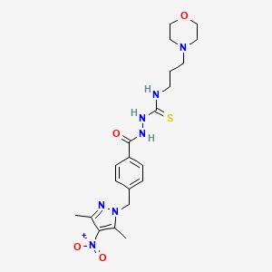 molecular formula C21H29N7O4S B10938950 2-({4-[(3,5-dimethyl-4-nitro-1H-pyrazol-1-yl)methyl]phenyl}carbonyl)-N-[3-(morpholin-4-yl)propyl]hydrazinecarbothioamide 