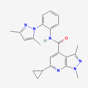 molecular formula C23H24N6O B10938954 6-cyclopropyl-N-[2-(3,5-dimethyl-1H-pyrazol-1-yl)phenyl]-1,3-dimethyl-1H-pyrazolo[3,4-b]pyridine-4-carboxamide 