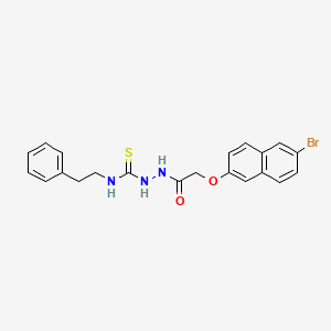 molecular formula C21H20BrN3O2S B10938996 2-{[(6-bromonaphthalen-2-yl)oxy]acetyl}-N-(2-phenylethyl)hydrazinecarbothioamide 