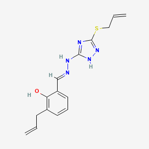 2-(prop-2-en-1-yl)-6-[(E)-{2-[5-(prop-2-en-1-ylsulfanyl)-4H-1,2,4-triazol-3-yl]hydrazinylidene}methyl]phenol