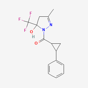 [5-hydroxy-3-methyl-5-(trifluoromethyl)-4,5-dihydro-1H-pyrazol-1-yl](2-phenylcyclopropyl)methanone