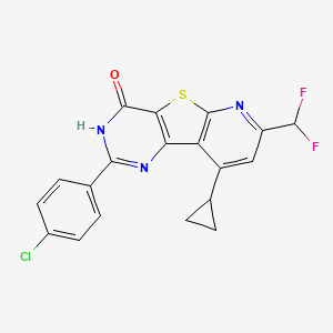 4-(4-chlorophenyl)-13-cyclopropyl-11-(difluoromethyl)-8-thia-3,5,10-triazatricyclo[7.4.0.02,7]trideca-1(9),2(7),3,10,12-pentaen-6-one