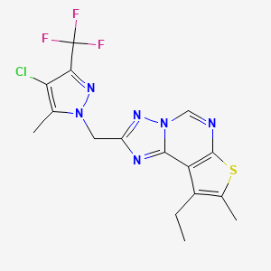 2-{[4-chloro-5-methyl-3-(trifluoromethyl)-1H-pyrazol-1-yl]methyl}-9-ethyl-8-methylthieno[3,2-e][1,2,4]triazolo[1,5-c]pyrimidine