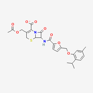 molecular formula C26H27N2O8S- B10939080 3-[(Acetyloxy)methyl]-7-{[(5-{[5-methyl-2-(propan-2-yl)phenoxy]methyl}furan-2-yl)carbonyl]amino}-8-oxo-5-thia-1-azabicyclo[4.2.0]oct-2-ene-2-carboxylate 