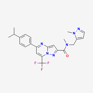 N-methyl-N-[(1-methyl-1H-pyrazol-5-yl)methyl]-5-[4-(propan-2-yl)phenyl]-7-(trifluoromethyl)pyrazolo[1,5-a]pyrimidine-2-carboxamide