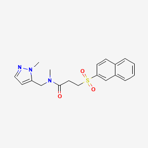 molecular formula C19H21N3O3S B10939103 N-methyl-N-[(1-methyl-1H-pyrazol-5-yl)methyl]-3-(naphthalen-2-ylsulfonyl)propanamide 