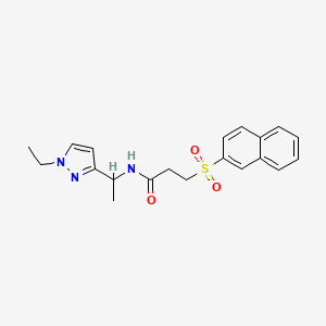 molecular formula C20H23N3O3S B10939104 N-[1-(1-ethyl-1H-pyrazol-3-yl)ethyl]-3-(naphthalen-2-ylsulfonyl)propanamide 