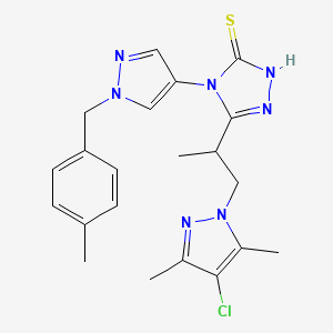 5-[1-(4-chloro-3,5-dimethyl-1H-pyrazol-1-yl)propan-2-yl]-4-[1-(4-methylbenzyl)-1H-pyrazol-4-yl]-4H-1,2,4-triazole-3-thiol