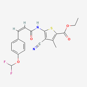 ethyl 4-cyano-5-({(2Z)-3-[4-(difluoromethoxy)phenyl]prop-2-enoyl}amino)-3-methylthiophene-2-carboxylate