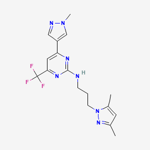 molecular formula C17H20F3N7 B10939127 N-[3-(3,5-dimethyl-1H-pyrazol-1-yl)propyl]-4-(1-methyl-1H-pyrazol-4-yl)-6-(trifluoromethyl)pyrimidin-2-amine 