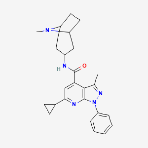 molecular formula C25H29N5O B10939132 6-cyclopropyl-3-methyl-N-(8-methyl-8-azabicyclo[3.2.1]oct-3-yl)-1-phenyl-1H-pyrazolo[3,4-b]pyridine-4-carboxamide 