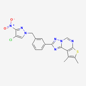 2-{3-[(4-chloro-3-nitro-1H-pyrazol-1-yl)methyl]phenyl}-8,9-dimethylthieno[3,2-e][1,2,4]triazolo[1,5-c]pyrimidine