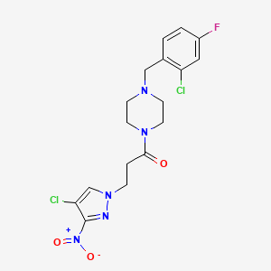 1-[4-(2-chloro-4-fluorobenzyl)piperazin-1-yl]-3-(4-chloro-3-nitro-1H-pyrazol-1-yl)propan-1-one