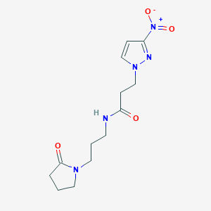 molecular formula C13H19N5O4 B10939179 3-(3-nitro-1H-pyrazol-1-yl)-N-[3-(2-oxopyrrolidin-1-yl)propyl]propanamide 