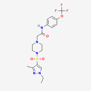 molecular formula C19H24F3N5O4S B10939187 2-{4-[(1-ethyl-3-methyl-1H-pyrazol-4-yl)sulfonyl]piperazin-1-yl}-N-[4-(trifluoromethoxy)phenyl]acetamide 