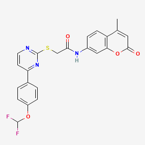 molecular formula C23H17F2N3O4S B10939214 2-({4-[4-(difluoromethoxy)phenyl]pyrimidin-2-yl}sulfanyl)-N-(4-methyl-2-oxo-2H-chromen-7-yl)acetamide 