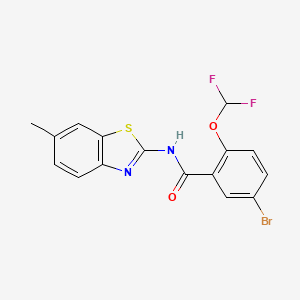 molecular formula C16H11BrF2N2O2S B10939239 5-bromo-2-(difluoromethoxy)-N-(6-methyl-1,3-benzothiazol-2-yl)benzamide 