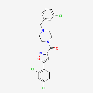 molecular formula C21H18Cl3N3O2 B10939254 [4-(3-Chlorobenzyl)piperazin-1-yl][5-(2,4-dichlorophenyl)-1,2-oxazol-3-yl]methanone 