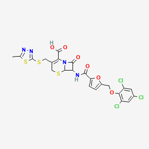 3-{[(5-Methyl-1,3,4-thiadiazol-2-yl)sulfanyl]methyl}-8-oxo-7-[({5-[(2,4,6-trichlorophenoxy)methyl]furan-2-yl}carbonyl)amino]-5-thia-1-azabicyclo[4.2.0]oct-2-ene-2-carboxylic acid