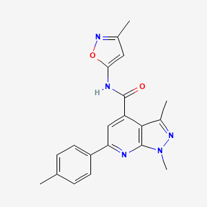 molecular formula C20H19N5O2 B10939276 1,3-dimethyl-N-(3-methyl-1,2-oxazol-5-yl)-6-(4-methylphenyl)-1H-pyrazolo[3,4-b]pyridine-4-carboxamide 