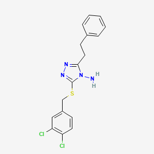 molecular formula C17H16Cl2N4S B10939286 3-[(3,4-dichlorobenzyl)sulfanyl]-5-(2-phenylethyl)-4H-1,2,4-triazol-4-amine 