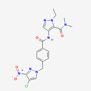 4-[({4-[(4-chloro-3-nitro-1H-pyrazol-1-yl)methyl]phenyl}carbonyl)amino]-1-ethyl-N,N-dimethyl-1H-pyrazole-5-carboxamide