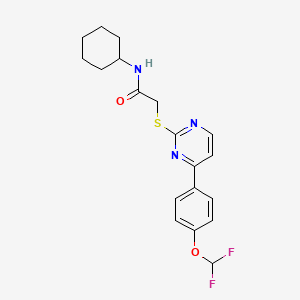 molecular formula C19H21F2N3O2S B10939336 N-cyclohexyl-2-({4-[4-(difluoromethoxy)phenyl]pyrimidin-2-yl}sulfanyl)acetamide 