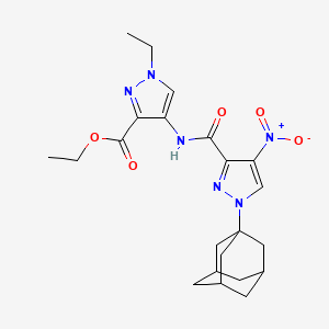 molecular formula C22H28N6O5 B10939346 Ethyl 4-({[1-(1-adamantyl)-4-nitro-1H-pyrazol-3-YL]carbonyl}amino)-1-ethyl-1H-pyrazole-3-carboxylate 