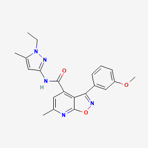 molecular formula C21H21N5O3 B10939368 N-(1-ethyl-5-methyl-1H-pyrazol-3-yl)-3-(3-methoxyphenyl)-6-methyl[1,2]oxazolo[5,4-b]pyridine-4-carboxamide 