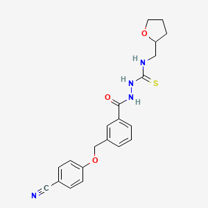 molecular formula C21H22N4O3S B10939395 2-({3-[(4-cyanophenoxy)methyl]phenyl}carbonyl)-N-(tetrahydrofuran-2-ylmethyl)hydrazinecarbothioamide 