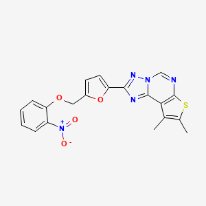 molecular formula C20H15N5O4S B10939399 8,9-Dimethyl-2-{5-[(2-nitrophenoxy)methyl]furan-2-yl}thieno[3,2-e][1,2,4]triazolo[1,5-c]pyrimidine 