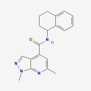 molecular formula C19H20N4O B10939401 1,6-dimethyl-N-(1,2,3,4-tetrahydronaphthalen-1-yl)-1H-pyrazolo[3,4-b]pyridine-4-carboxamide 