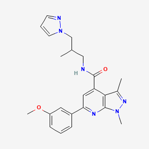 molecular formula C23H26N6O2 B10939420 6-(3-methoxyphenyl)-1,3-dimethyl-N-[2-methyl-3-(1H-pyrazol-1-yl)propyl]-1H-pyrazolo[3,4-b]pyridine-4-carboxamide 