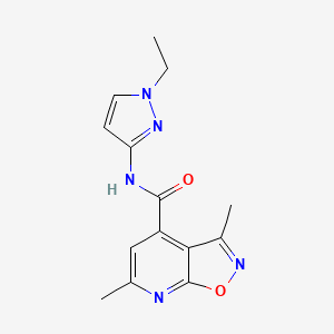 molecular formula C14H15N5O2 B10939421 N-(1-ethyl-1H-pyrazol-3-yl)-3,6-dimethyl[1,2]oxazolo[5,4-b]pyridine-4-carboxamide 