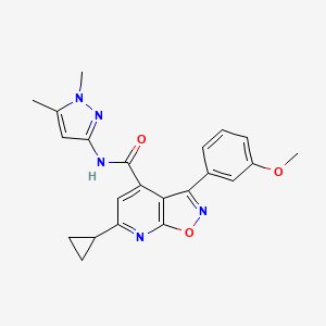 molecular formula C22H21N5O3 B10939432 6-cyclopropyl-N-(1,5-dimethyl-1H-pyrazol-3-yl)-3-(3-methoxyphenyl)[1,2]oxazolo[5,4-b]pyridine-4-carboxamide 