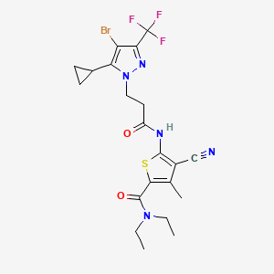 molecular formula C21H23BrF3N5O2S B10939453 5-({3-[4-bromo-5-cyclopropyl-3-(trifluoromethyl)-1H-pyrazol-1-yl]propanoyl}amino)-4-cyano-N,N-diethyl-3-methylthiophene-2-carboxamide 