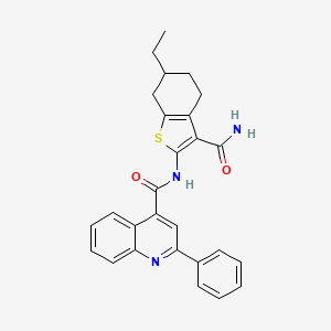 molecular formula C27H25N3O2S B10939461 N-(3-carbamoyl-6-ethyl-4,5,6,7-tetrahydro-1-benzothiophen-2-yl)-2-phenylquinoline-4-carboxamide 