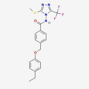 4-[(4-ethylphenoxy)methyl]-N-[3-(methylsulfanyl)-5-(trifluoromethyl)-4H-1,2,4-triazol-4-yl]benzamide