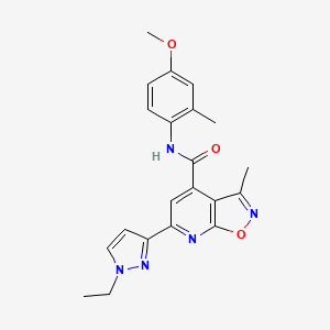 molecular formula C21H21N5O3 B10939480 6-(1-ethyl-1H-pyrazol-3-yl)-N-(4-methoxy-2-methylphenyl)-3-methyl[1,2]oxazolo[5,4-b]pyridine-4-carboxamide 