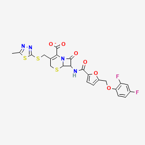 molecular formula C23H17F2N4O6S3- B10939496 7-[({5-[(2,4-Difluorophenoxy)methyl]furan-2-yl}carbonyl)amino]-3-{[(5-methyl-1,3,4-thiadiazol-2-yl)sulfanyl]methyl}-8-oxo-5-thia-1-azabicyclo[4.2.0]oct-2-ene-2-carboxylate 