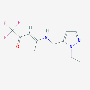 molecular formula C11H14F3N3O B10939564 (3E)-4-{[(1-ethyl-1H-pyrazol-5-yl)methyl]amino}-1,1,1-trifluoropent-3-en-2-one 