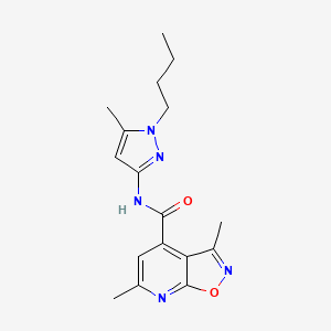 molecular formula C17H21N5O2 B10939566 N-(1-butyl-5-methyl-1H-pyrazol-3-yl)-3,6-dimethyl[1,2]oxazolo[5,4-b]pyridine-4-carboxamide 