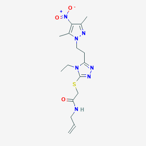 2-({5-[2-(3,5-dimethyl-4-nitro-1H-pyrazol-1-yl)ethyl]-4-ethyl-4H-1,2,4-triazol-3-yl}sulfanyl)-N-(prop-2-en-1-yl)acetamide