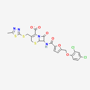 molecular formula C23H17Cl2N4O6S3- B10939595 7-[({5-[(2,4-Dichlorophenoxy)methyl]furan-2-yl}carbonyl)amino]-3-{[(5-methyl-1,3,4-thiadiazol-2-yl)sulfanyl]methyl}-8-oxo-5-thia-1-azabicyclo[4.2.0]oct-2-ene-2-carboxylate 