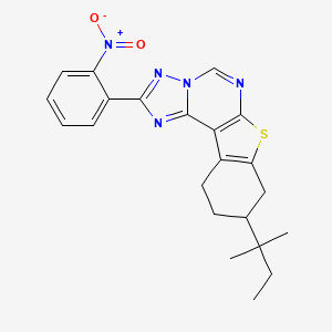 molecular formula C22H23N5O2S B10939614 2-(2-Nitrophenyl)-9-(tert-pentyl)-8,9,10,11-tetrahydro[1]benzothieno[3,2-E][1,2,4]triazolo[1,5-C]pyrimidine 