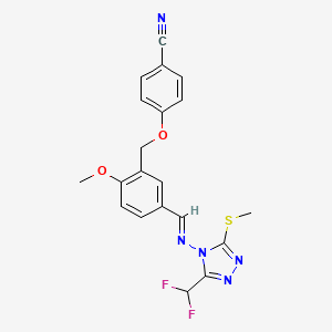 molecular formula C20H17F2N5O2S B10939618 4-({5-[(E)-{[3-(difluoromethyl)-5-(methylsulfanyl)-4H-1,2,4-triazol-4-yl]imino}methyl]-2-methoxybenzyl}oxy)benzonitrile 