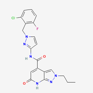 molecular formula C20H18ClFN6O2 B10939666 N-[1-(2-chloro-6-fluorobenzyl)-1H-pyrazol-3-yl]-6-oxo-2-propyl-6,7-dihydro-2H-pyrazolo[3,4-b]pyridine-4-carboxamide 