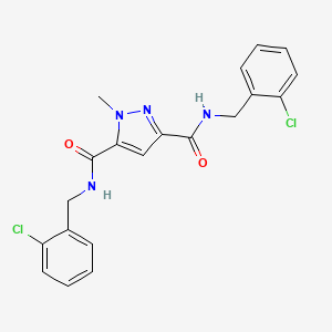 molecular formula C20H18Cl2N4O2 B10939670 N,N'-bis(2-chlorobenzyl)-1-methyl-1H-pyrazole-3,5-dicarboxamide 