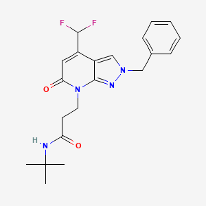 molecular formula C21H24F2N4O2 B10939684 3-[2-benzyl-4-(difluoromethyl)-6-oxo-2,6-dihydro-7H-pyrazolo[3,4-b]pyridin-7-yl]-N-tert-butylpropanamide 