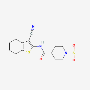 molecular formula C16H21N3O3S2 B10939704 N-(3-cyano-4,5,6,7-tetrahydrobenzo[b]thiophen-2-yl)-1-(methylsulfonyl)piperidine-4-carboxamide 